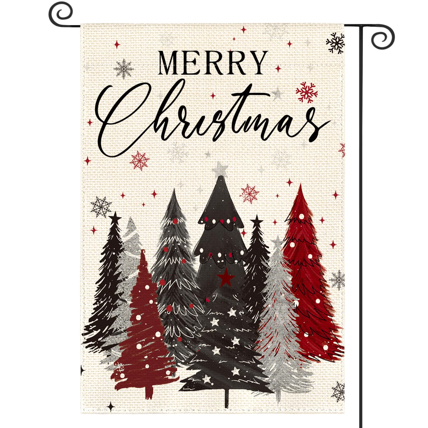 AVOIN colorlife Merry Christmas Garden Flag 12x18 Inch Double Sided Outside, Christmas Tree Snowflake Winter Holiday Yard Outdoor Decorative Flag Green